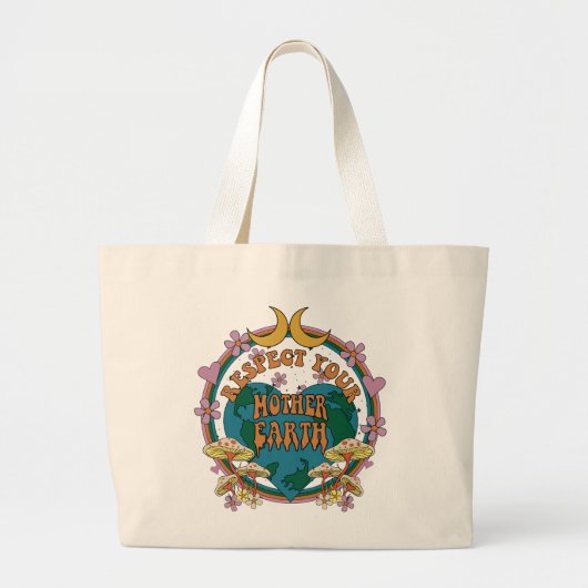 70's Retro Moeder Aarde Grafisch Grote Tote Bag (Voorkant)