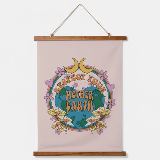 70's Retro Moeder Aarde Grafisch Hangend Wandkleed (Voorkant)