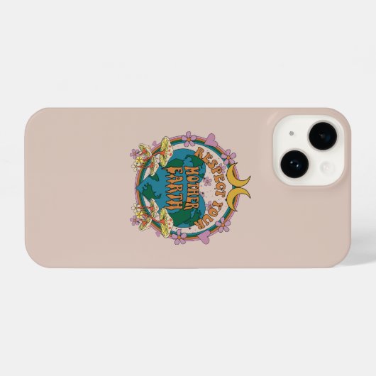70's Retro Moeder Aarde Grafisch iPhone Hoesje (Achterkant horizontaal)