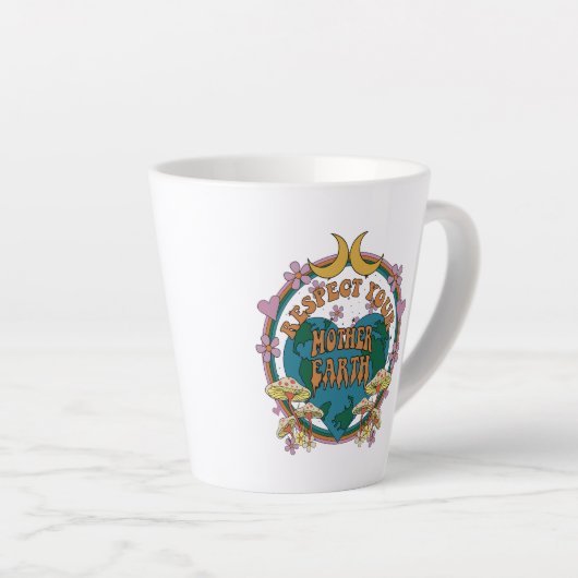 70's Retro Moeder Aarde Grafisch Latte Mok (Rechterhoek)