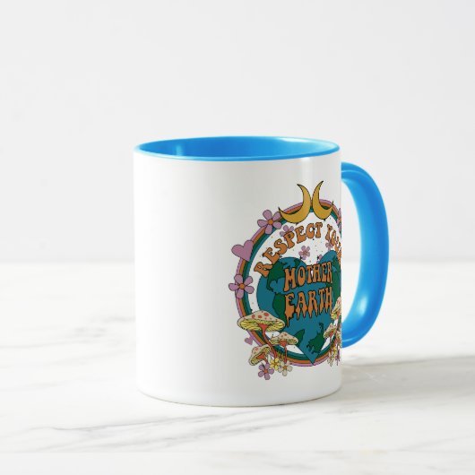 70's Retro Moeder Aarde Grafisch Mok (Voorkant rechts)