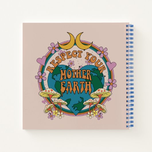 70's Retro Moeder Aarde Grafisch Notitieboek (Achterkant)