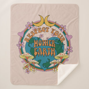 70's Retro Moeder Aarde Grafisch Sherpa Deken