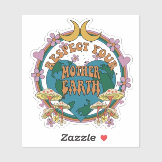 70's Retro Moeder Aarde Grafisch Sticker (Vel)