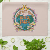 70's Retro Moeder Aarde Grafisch Theedoek (Gevouwen)