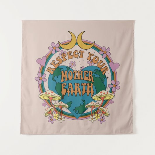 70's Retro Moeder Aarde Grafisch Wandkleed (Voorkant)