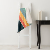 70s Retro Monogrammed Roze en Navy Blue Stripes Sherpa Deken (In situ)