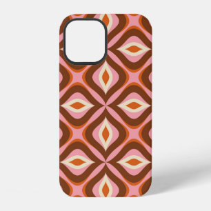 70s Retro naadloos patroon in oranje, bruin, roze iPhone 12 Hoesje