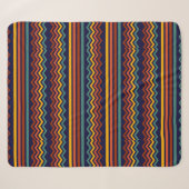 70s Retro Navy & Mosterd Boho Chevron Strepen Sherpa Deken (Voorkant (horizontaal))
