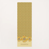 70s Retro Oranje Bloem Geometrisch Yogamat (Voorkant)