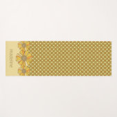 70s Retro Oranje Bloem Geometrisch Yogamat (Voorkant (horizontaal))