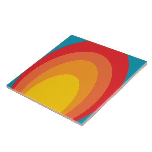 70s retro patroon keramische tegels tegeltje (Zijkant)