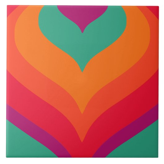 70s retro patroon keramische tegels tegeltje (Voorkant)