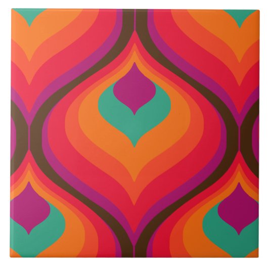70s retro patroon keramische tegels tegeltje (Voorkant)