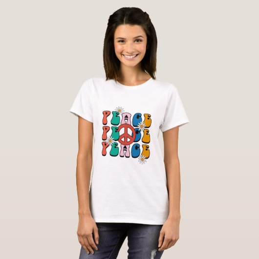70's Retro Peace T-shirt voor dames (Voorkant volledig)