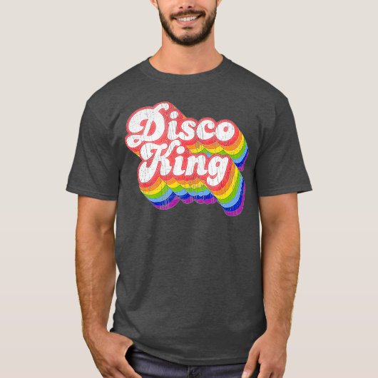 70s Retro Rainbow Disco King T-shirt (Voorkant)