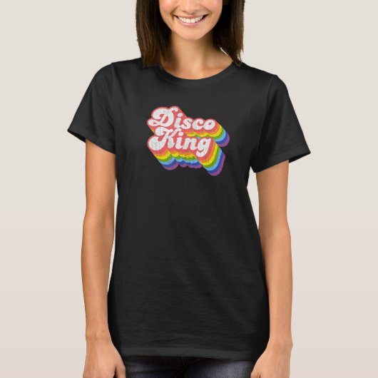 70s Retro Rainbow Disco King T-shirt (Voorkant)