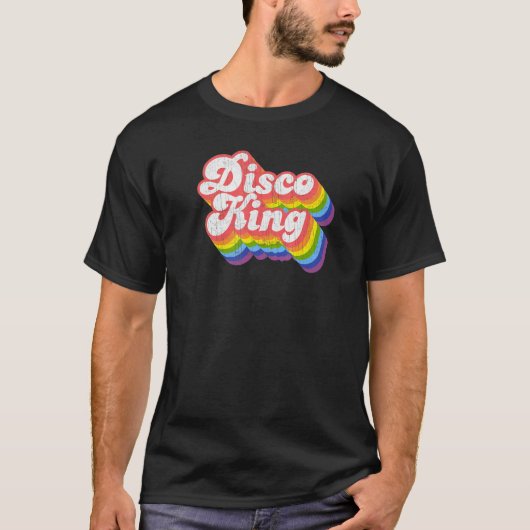 70s Retro Rainbow Disco King T-shirt (Voorkant)