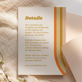 70s Retro Rainbow Groovy bruiloft details Informatiekaartje