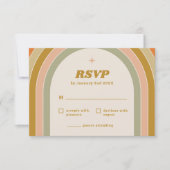 70s Retro Regenboog Groovy Huwelijk RSVP Kaartje (Voorkant)