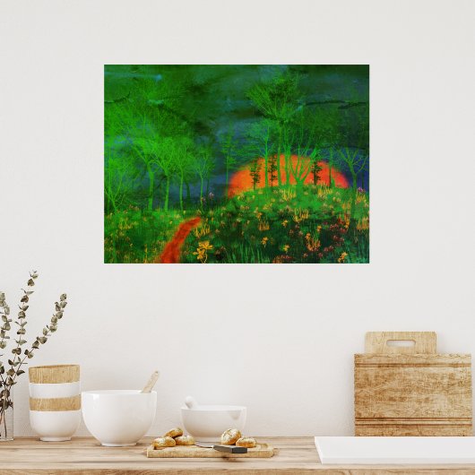 70's Retro Schilderd landschap Poster (Keuken)