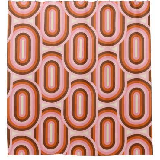 70's Retro Seamless Pattern. 60s and 70s Aesthetic Douchegordijn (Voorkant)