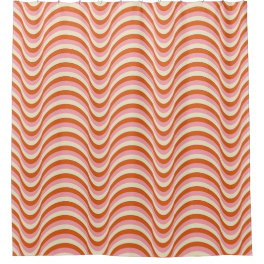 70's Retro Seamless Pattern. 60s and 70s Aesthetic Douchegordijn (Voorkant)