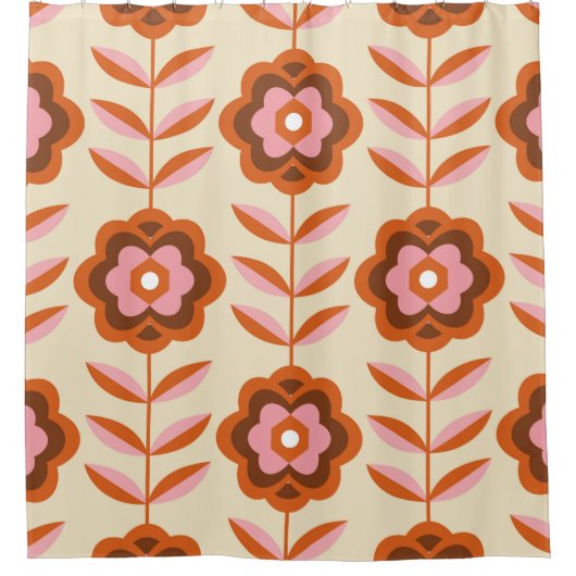 70's Retro Seamless Pattern. 60s en 70s Aesthetic Douchegordijn (Voorkant)