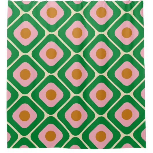 70's Retro Seamless Pattern. 60s en 70s Aesthetic Douchegordijn (Voorkant)