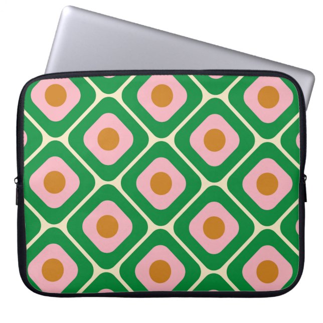70's Retro Seamless Pattern. 60s en 70s Aesthetic Laptop Sleeve (Voorkant)