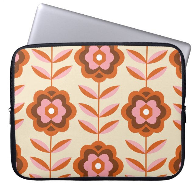 70's Retro Seamless Pattern. 60s en 70s Aesthetic Laptop Sleeve (Voorkant)