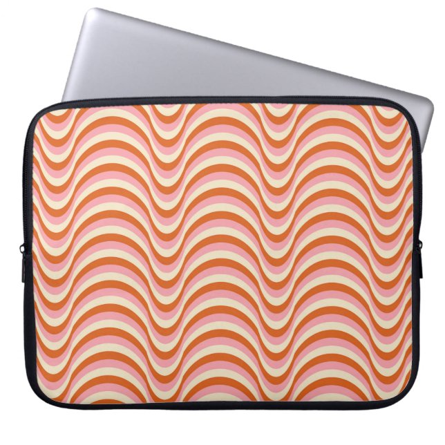 70's Retro Seamless Pattern. 60s en 70s Aesthetic Laptop Sleeve (Voorkant)