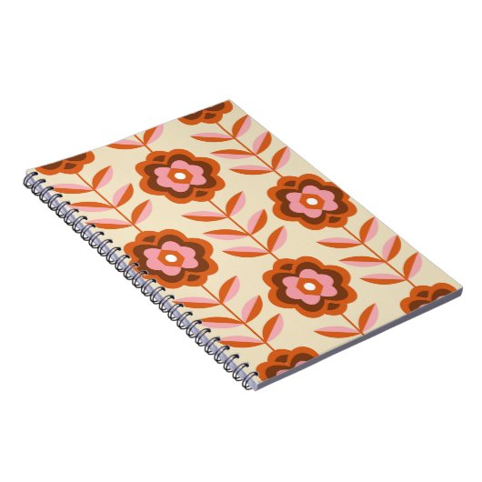 70's Retro Seamless Pattern. 60s en 70s Aesthetic Notitieboek (Rechterzijde)