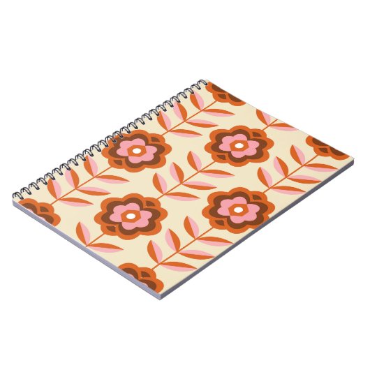 70's Retro Seamless Pattern. 60s en 70s Aesthetic Notitieboek (Linkerzijde)