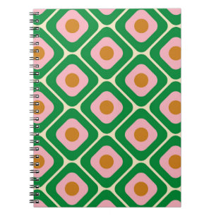 70's Retro Seamless Pattern. 60s en 70s Aesthetic Notitieboek