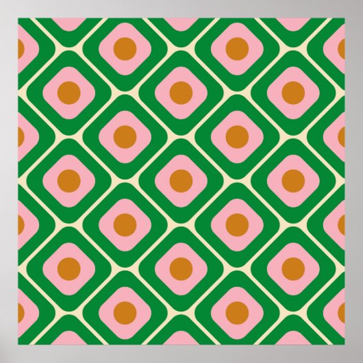 70's Retro Seamless Pattern. 60s en 70s Aesthetic Poster (Voorkant)