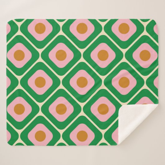 70's Retro Seamless Pattern. 60s en 70s Aesthetic Sherpa Deken (Voorkant (horizontaal))