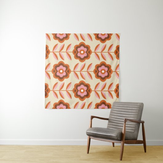70's Retro Seamless Pattern. 60s en 70s Aesthetic Wandkleed (In Situ (horizontaal))