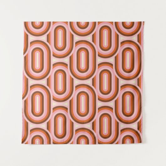 70's Retro Seamless Pattern. 60s en 70s Aesthetic Wandkleed (Voorkant)