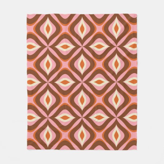 70s Retro Seamless Pattern in Orange,  Brown,  Pin Fleece Deken (Voorkant)