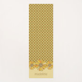 70s Retro Sinaasappel Bloemen Geometrisch Yogamat (Voorkant)