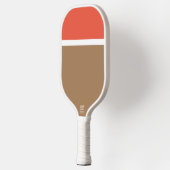 70s Retro Sinaasappel Mocha Bruin Wit Kleurenblok Pickleball Paddle (Links)