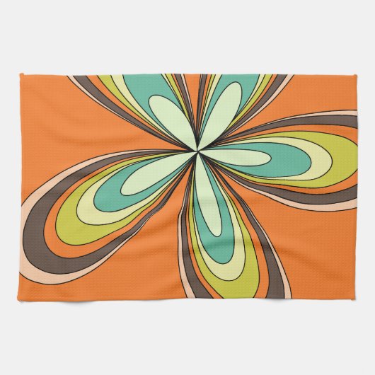 70's retro spring hippie flower power theedoek (Horizontaal)