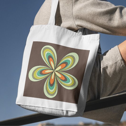 70's retro spring hippie flower power tote bag