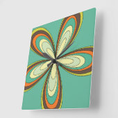 70's retro spring hippie flower power vierkante klok (Hoek)