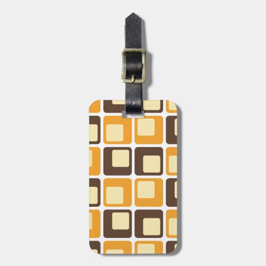 70s Retro Square Shapes Pattern Bagagelabel (Voorkant verticaal)