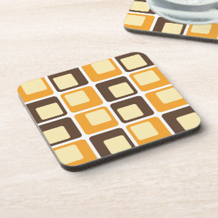 70s Retro Square Shapes Pattern Bier Onderzetter