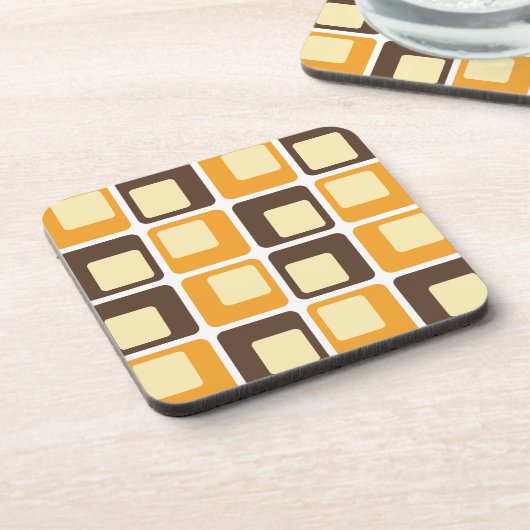 70s Retro Square Shapes Pattern Bier Onderzetter (Linkerzijde)
