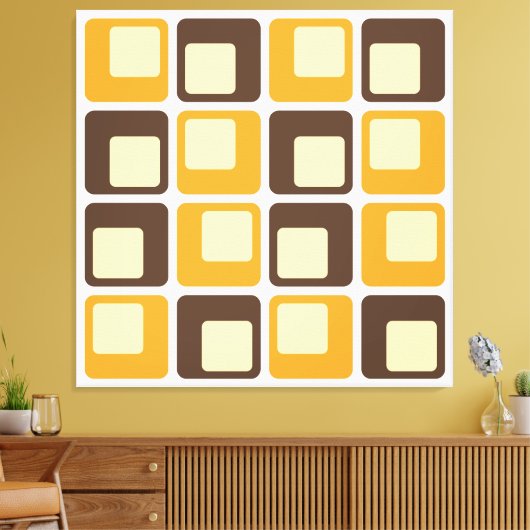 70s Retro Square Shapes Pattern Canvas Afdruk (Insitu (Woonkamer))