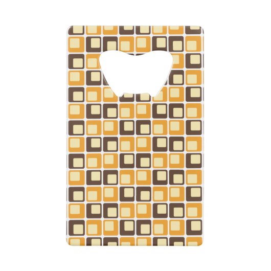 70s Retro Square Shapes Pattern Creditkaart Flessenopener (Voorkant)